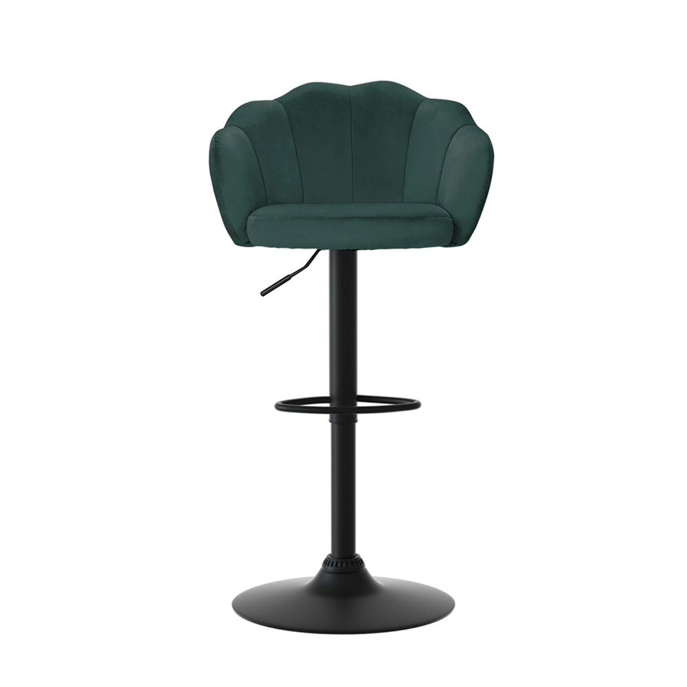 Elegant Artiss green velvet bar stool with gas lift, clam shell design for affordable luxury and comfort.