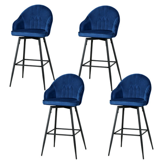 Artiss 4 velvet bar stools with metal legs in blue, offering stylish comfort and quality for any space.