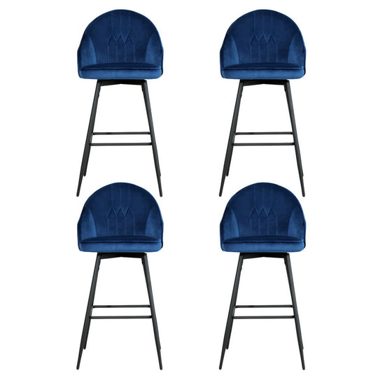 Set of 4 Artiss blue velvet bar stools with elegant design and metal legs for affordable luxury decor.