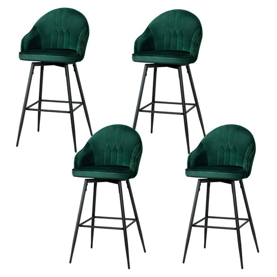 Artiss 4x green velvet bar stools with metal legs, elegant design for affordable luxury and comfort in any space.