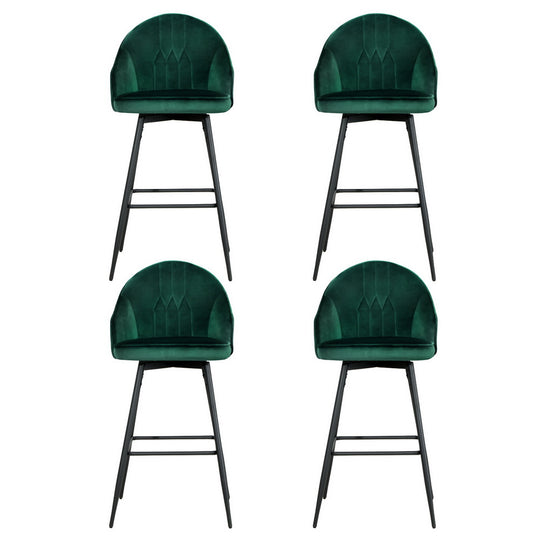 Set of 4 Artiss green velvet bar stools with metal legs, combining luxury and comfort for stylish gatherings.