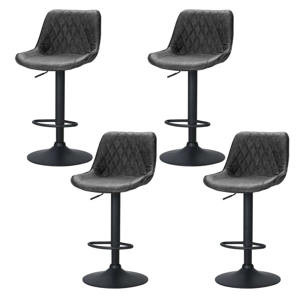 Set of 4 Artiss vintage leather bar stools with gas lift, featuring stylish diamond pattern and black bases.