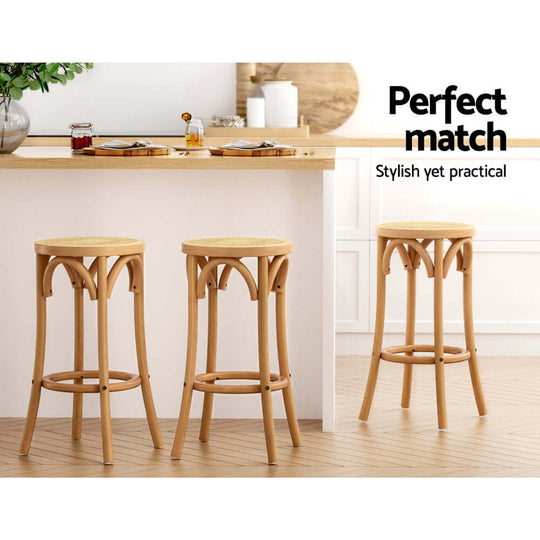 Artiss bar stools with rattan seats in a stylish kitchen setting, combining affordable quality and DIY decor.