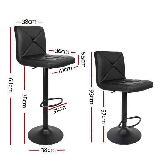 DSZ Product, feed-cond-new, feed-sl-DSZ Freight Payable, newArtiss 2 X  Bar Stools Kitchen Dining Chairs Gas Lift Stool Leather Black - Premium Furniture > Bar Stools & Chairs > Table & Bar Stools from Artiss ! Shop Online Buy Now at S & D's Value Store Family Business Best Customer ServiceDSZ Product, feed-cond-new, feed-sl-DSZ Freight Payable, new