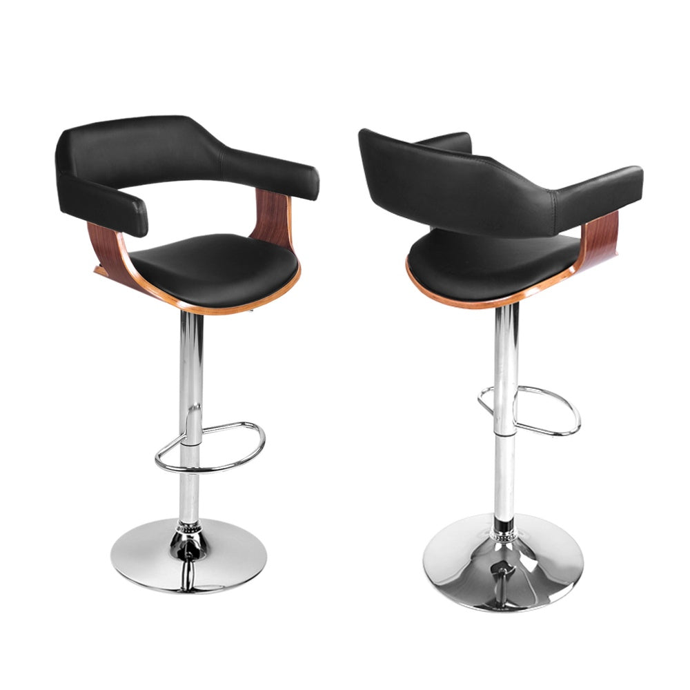 Artiss 4x bar stools with gas lift, leather padded seat, and chrome base, ideal for modern décor.