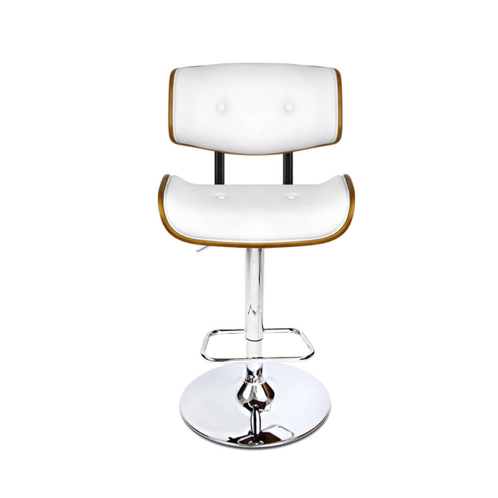 Affordable Artiss 2x bar stool in white leather with chrome gas lift, perfect for modern décor and DIY projects.