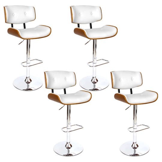 Set of 4 Artiss white gas lift bar stools with chrome base, affordable luxury seating for modern decor.