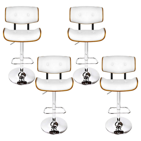 Set of 4 Artiss white leather bar stools with chrome base, perfect for affordable modern décor and DIY projects.