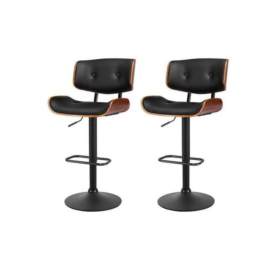 Artiss 2x affordable bar stools with gas lift, PU leather, and chrome base for modern decor.