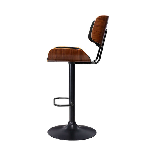 Affordable Artiss black gas lift bar stool with wooden seat and chrome base, perfect for modern decor.