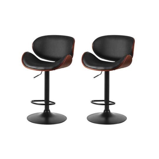 Artiss black leather bar stools set of 2, swivel gas lift chairs designed for comfort and contemporary style.