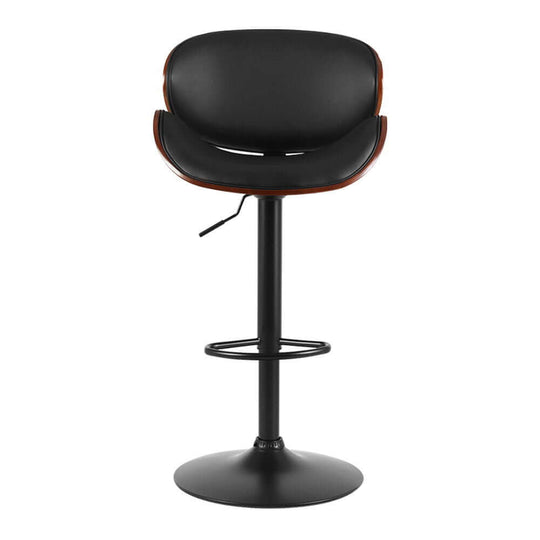 Artiss black leather bar stool with swivel gas lift and footrest, ideal for modern kitchens, affordable luxury seating.