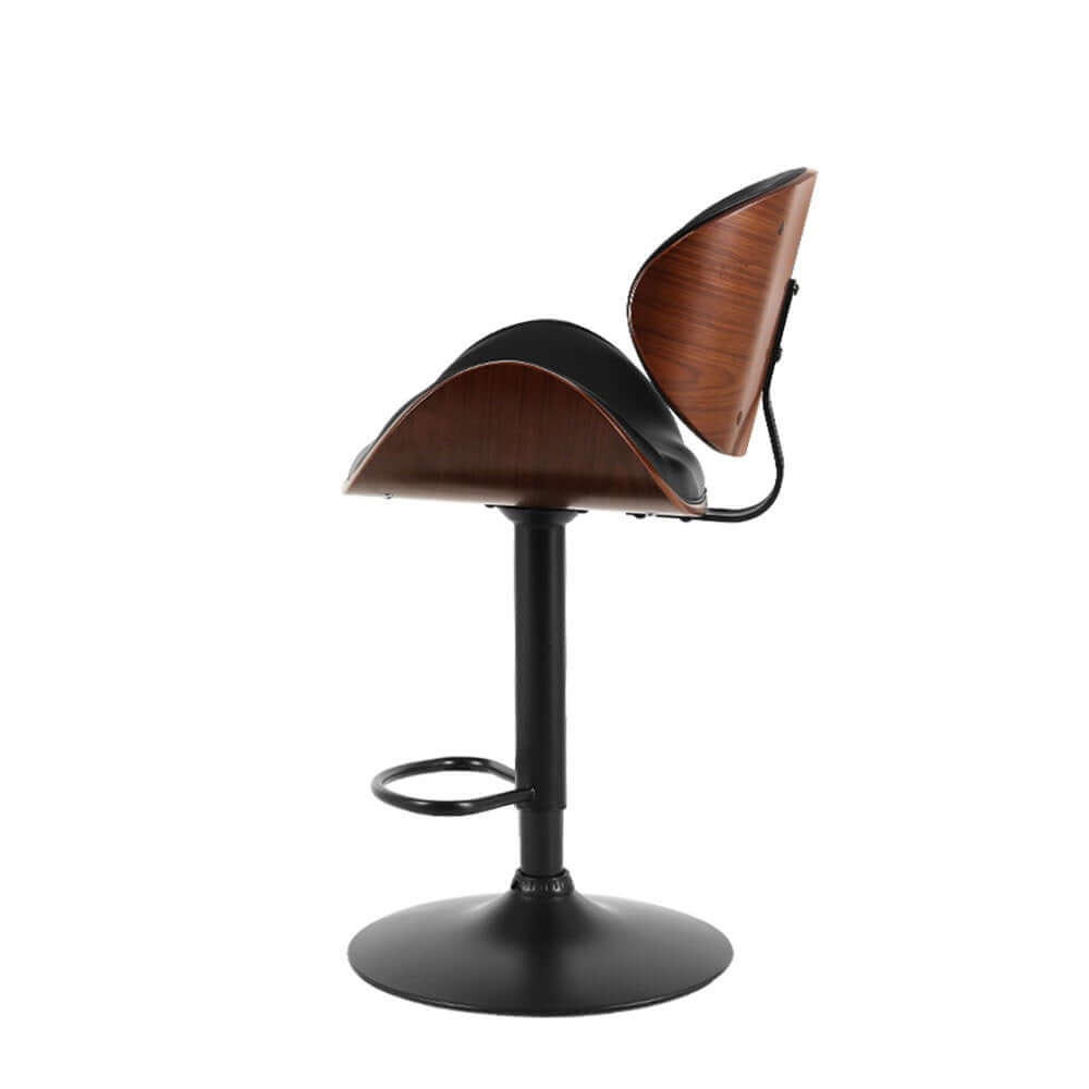 Artiss black leather bar stool with wooden backrest and gas lift, perfect for affordable luxury in kitchen decor.