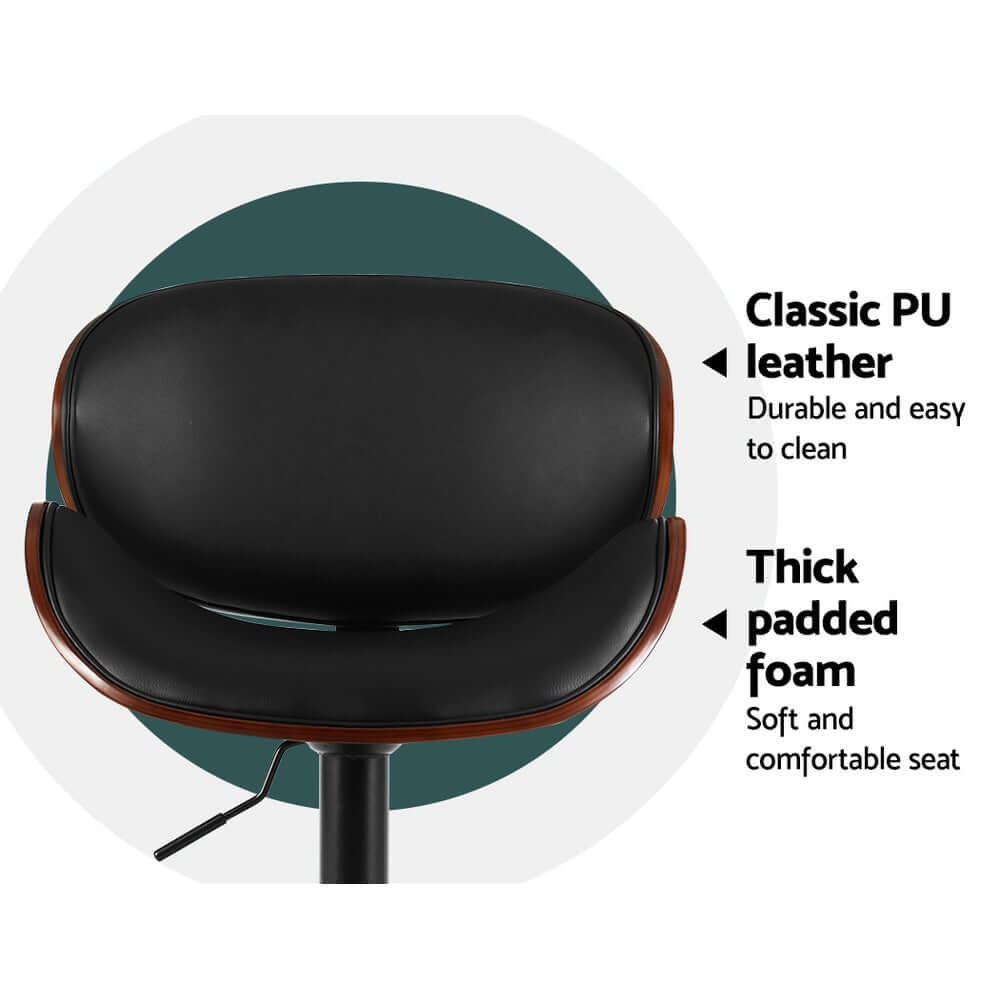 Artiss bar stool backrest with classic PU leather and thick padded foam for elegant comfort.