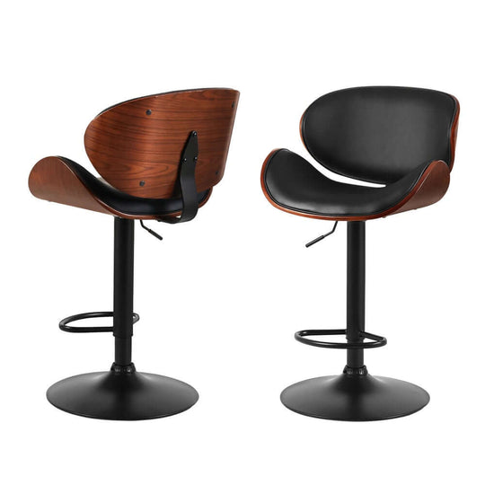 Artiss 4x bar stools with gas lift, leather padded black seat and wood backrest for quality affordable DIY decor.