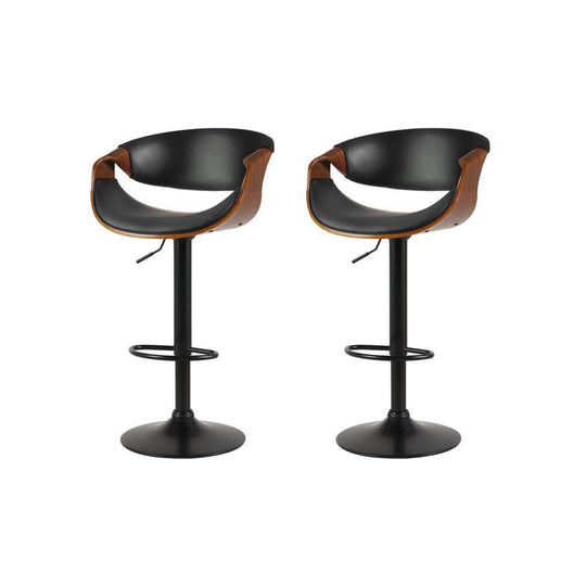 Set of 2 Artiss bar stools with gas lift, leather upholstery, and armrests, perfect for affordable luxury and DIY spaces.