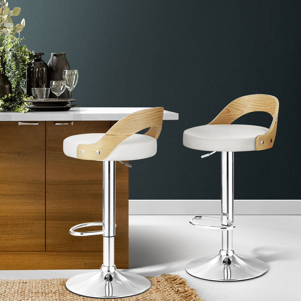 DSZ Product, feed-cond-new, feed-sl-DSZ Freight Payable, newArtiss 2 X  Bar Stools Adjustable Leather Padded White - Premium Furniture > Bar Stools & Chairs > Table & Bar Stools from Artiss ! Shop Online Buy Now at S & D's Value Store Family Business Best Customer ServiceDSZ Product, feed-cond-new, feed-sl-DSZ Freight Payable, new