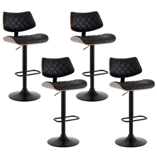 Artiss 4 black bar stools with adjustable height and PU leather, luxury design for affordable kitchen dining.