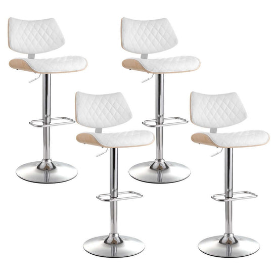 Set of 4 affordable Artiss Quilla bar stools with white leather seats and chrome bases, perfect for kitchen or dining areas.