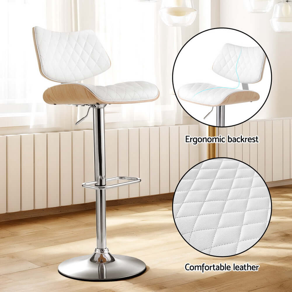 Artiss 4x Bar Stools with ergonomic backrest and comfortable leather for stylish kitchen dining.