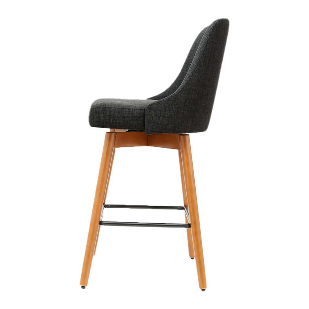 Artiss charcoal bar stool with wooden legs and padded backrest, affordable quality furniture for stylish homes.