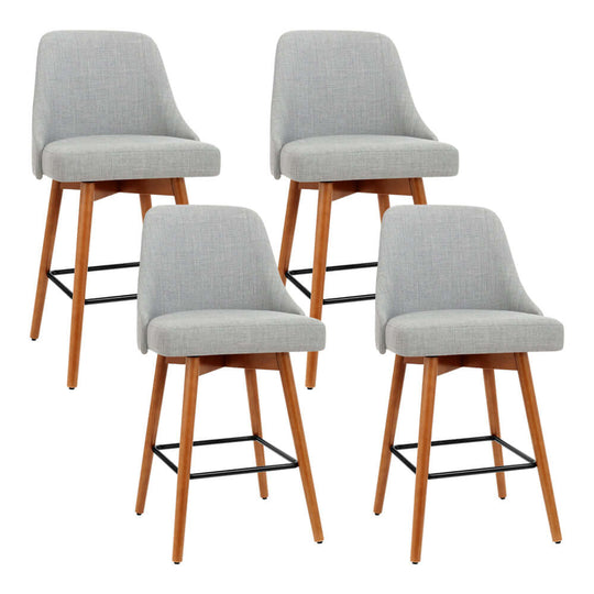 Affordable Artiss 4x bar stools with swivel seats and grey faux linen upholstery, perfect for stylish DIY home decor.