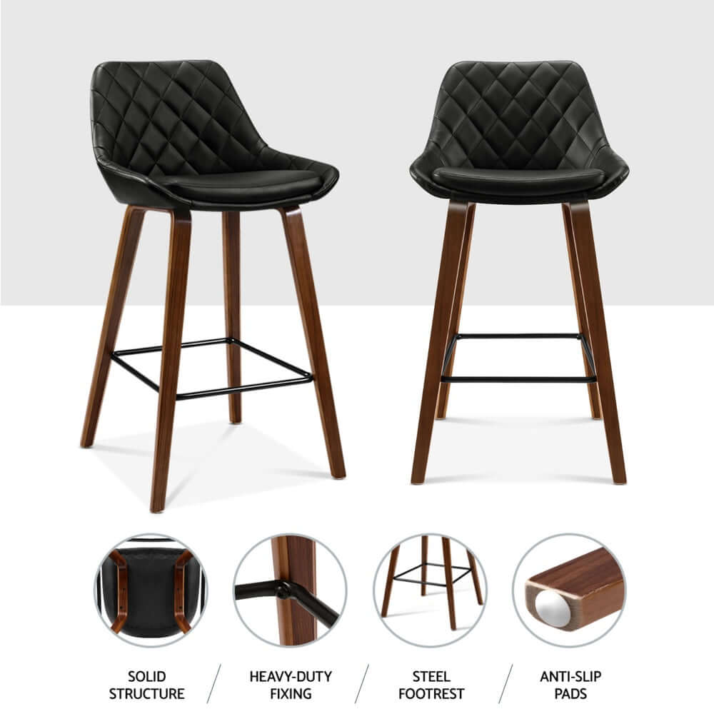 Artiss 4x Bar Stools with PU seat, solid wood frame, elegant design, anti-slip pads, affordable quality for DIY luxury.