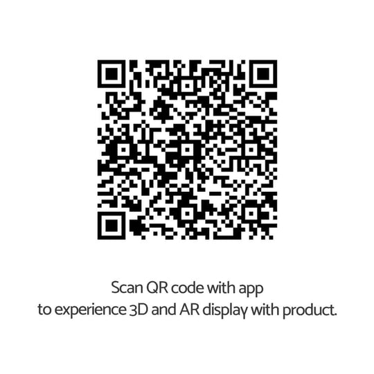 QR code for 3D and AR experience with the product when scanned with an app.