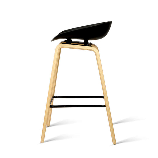 Elegant and affordable 4x Artiss Bar Stool with black plastic seat and wooden legs, perfect for kitchen and dining.