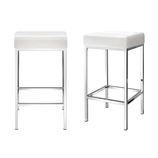 Artiss 4x white leather padded bar stools with chrome legs for modern decor, offering affordable quality and comfort.