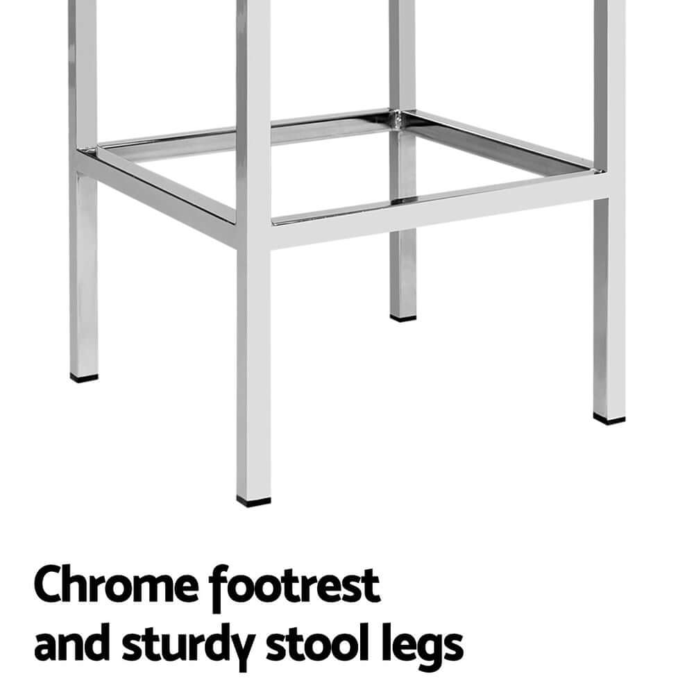 Chrome footrest and sturdy legs of the Artiss bar stool, highlighting quality and affordable modern design.