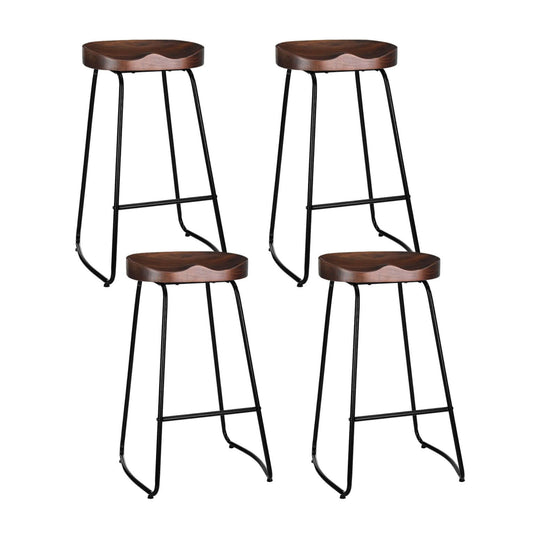 Artiss 4x tractor seat bar stools, 75cm height, black metal base with pine wood seat, affordable and stylish retro design.