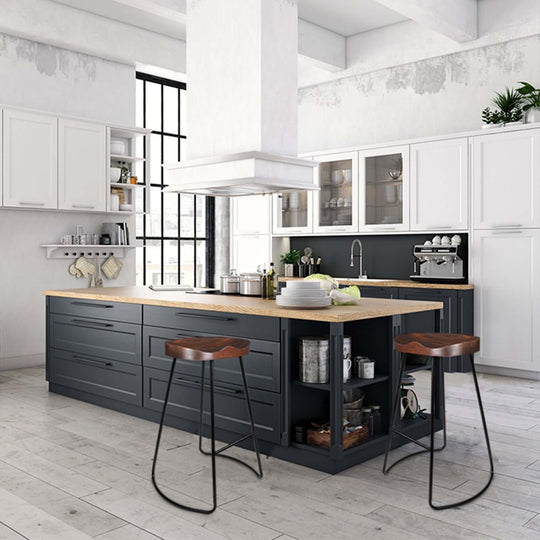 Modern kitchen featuring Artiss 4x bar stools with tractor seat design; affordable luxury and quality furniture.