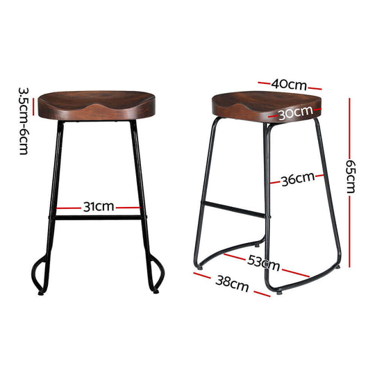 Dimensions of Artiss 4x Bar Stools Tractor Seat 65cm, showcasing affordable, quality vintage design.