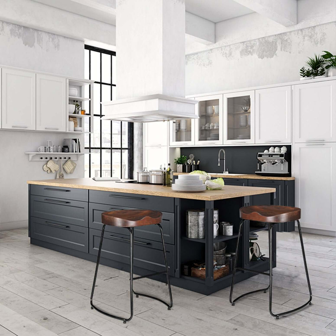 Stylish kitchen featuring Artiss tractor seat bar stools, combining vintage design with modern elegance.