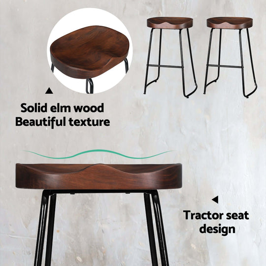 Artiss 4x bar stools featuring solid elm wood, tractor seat design, affordable quality for DIY luxury decor.