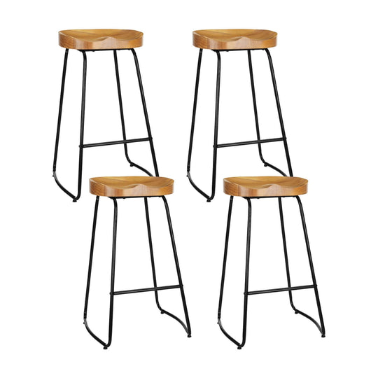 Set of 4 Artiss tractor bar stools with wooden seats and metal frames, ideal for stylish and affordable DIY home decor.