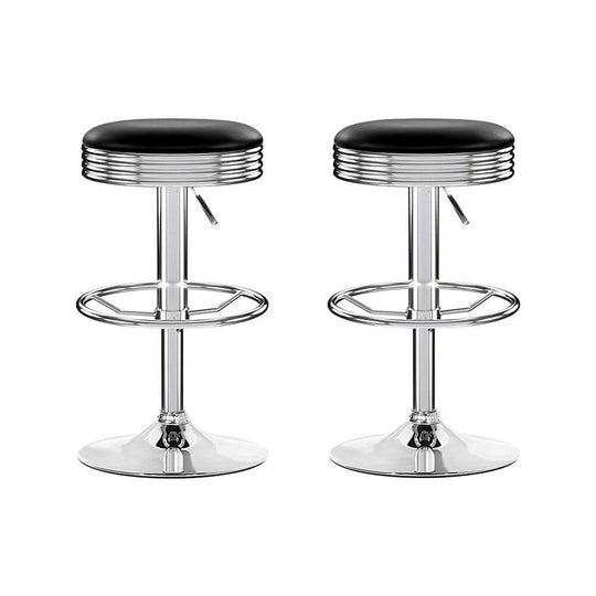 Artiss Set of 2 Backless PU Leather Bar Stools - Black and Chrome