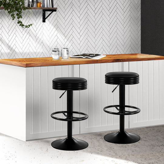 DSZ Product, feed-cond-new, feed-sl-DSZ Freight Payable, newArtiss 2 X  Bar Stools Leather Padded Gas Lift Black - Premium Furniture > Bar Stools & Chairs > Table & Bar Stools from Artiss ! Shop Online Buy Now at S & D's Value Store Family Business Best Customer ServiceDSZ Product, feed-cond-new, feed-sl-DSZ Freight Payable, new