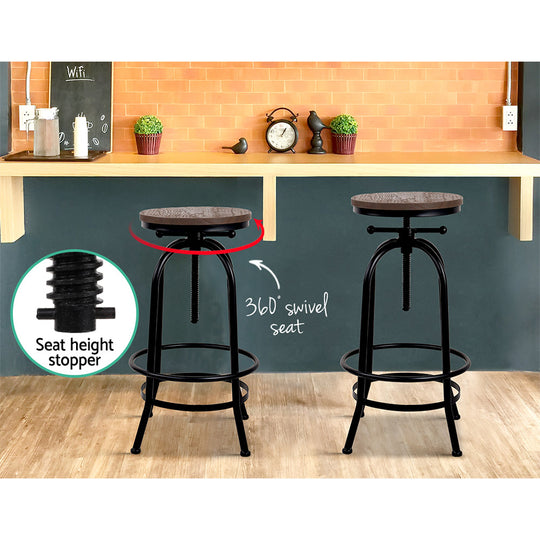 Artiss Bar Stools Adjustable Wood Chairs