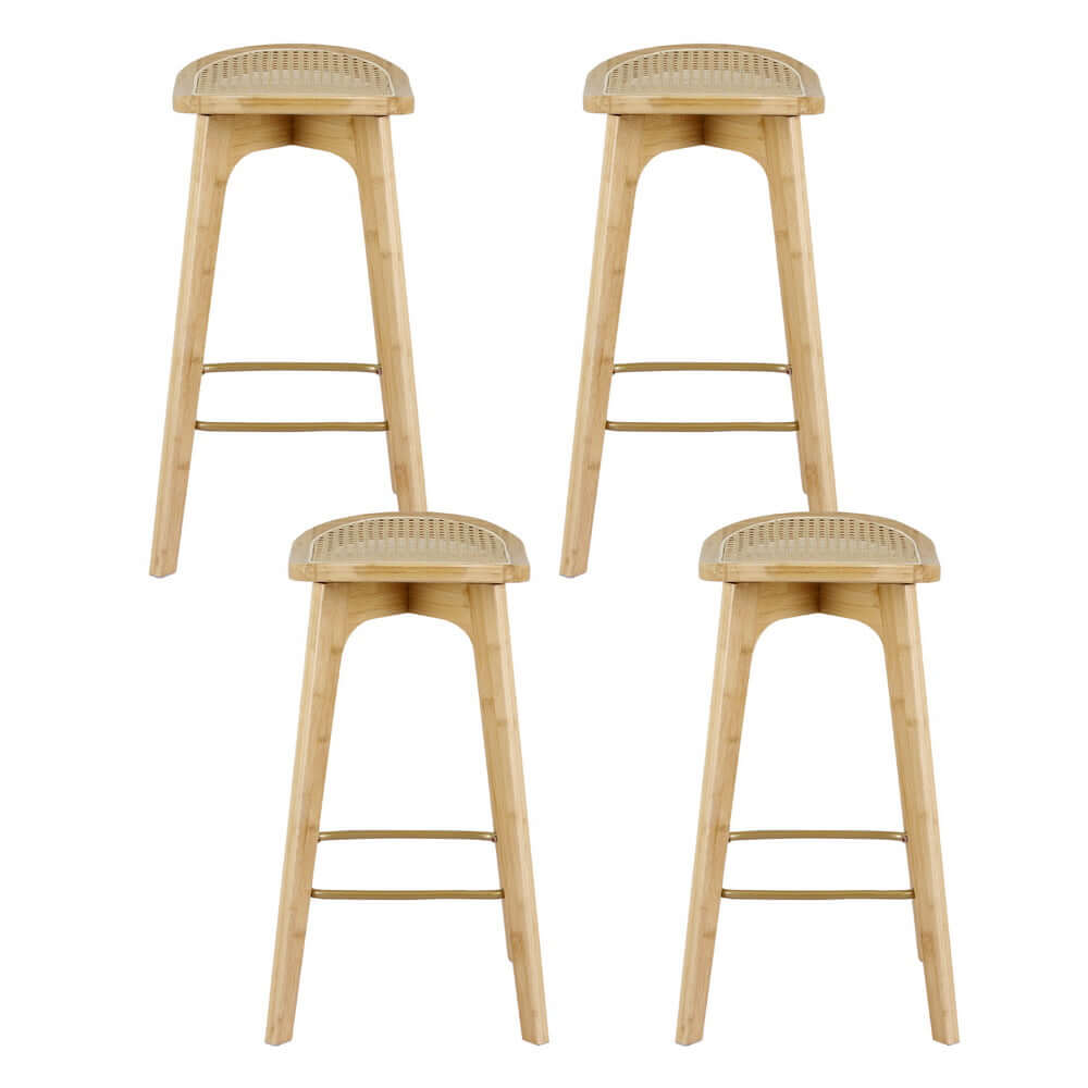 Artiss 4x bamboo rattan bar stools, affordable and stylish kitchen counter seating, sturdy construction for DIY home decor.