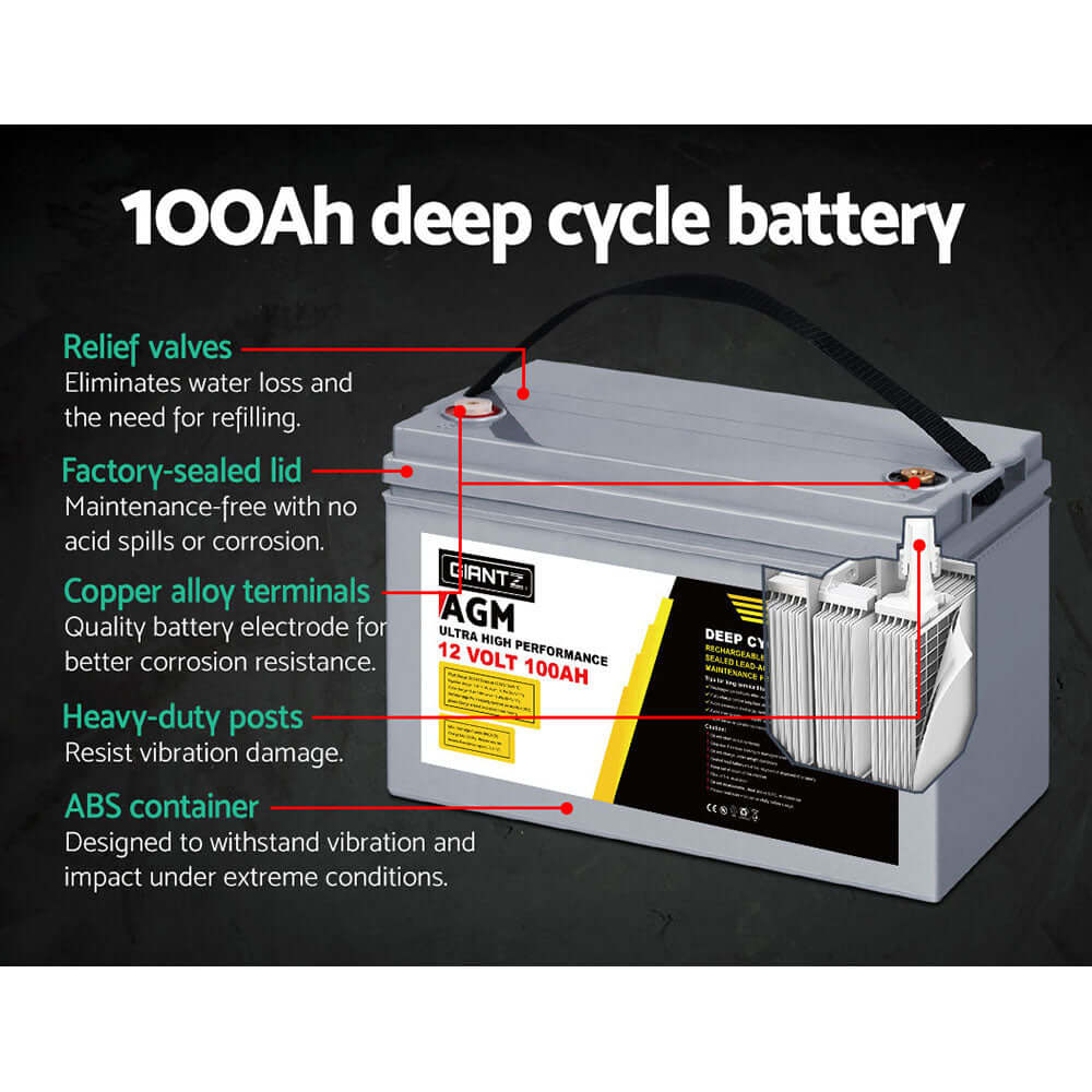 DSZ Product, feed-cond-new, feed-sl-DSZ Freight Payable, newGiantz Agm Deep Cycle Battery 12V 100Ah X2 Box Portable Solar Caravan Camping - Premium Outdoor Recreation > Camping > Batteries & Generators from Giantz ! Shop Online Buy Now at S & D's Value Store Family Business Best Customer ServiceDSZ Product, feed-cond-new, feed-sl-DSZ Freight Payable, new