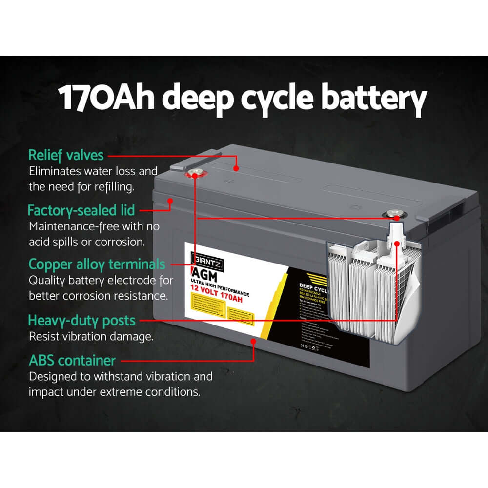 DSZ Product, feed-cond-new, feed-sl-DSZ Freight Payable, newGiantz Agm Deep Cycle Battery 12V 170Ah Box Portable Solar Caravan Camping - Premium Outdoor Recreation > Camping > Batteries & Generators from Giantz ! Shop Online Buy Now at S & D's Value Store Family Business Best Customer ServiceDSZ Product, feed-cond-new, feed-sl-DSZ Freight Payable, new