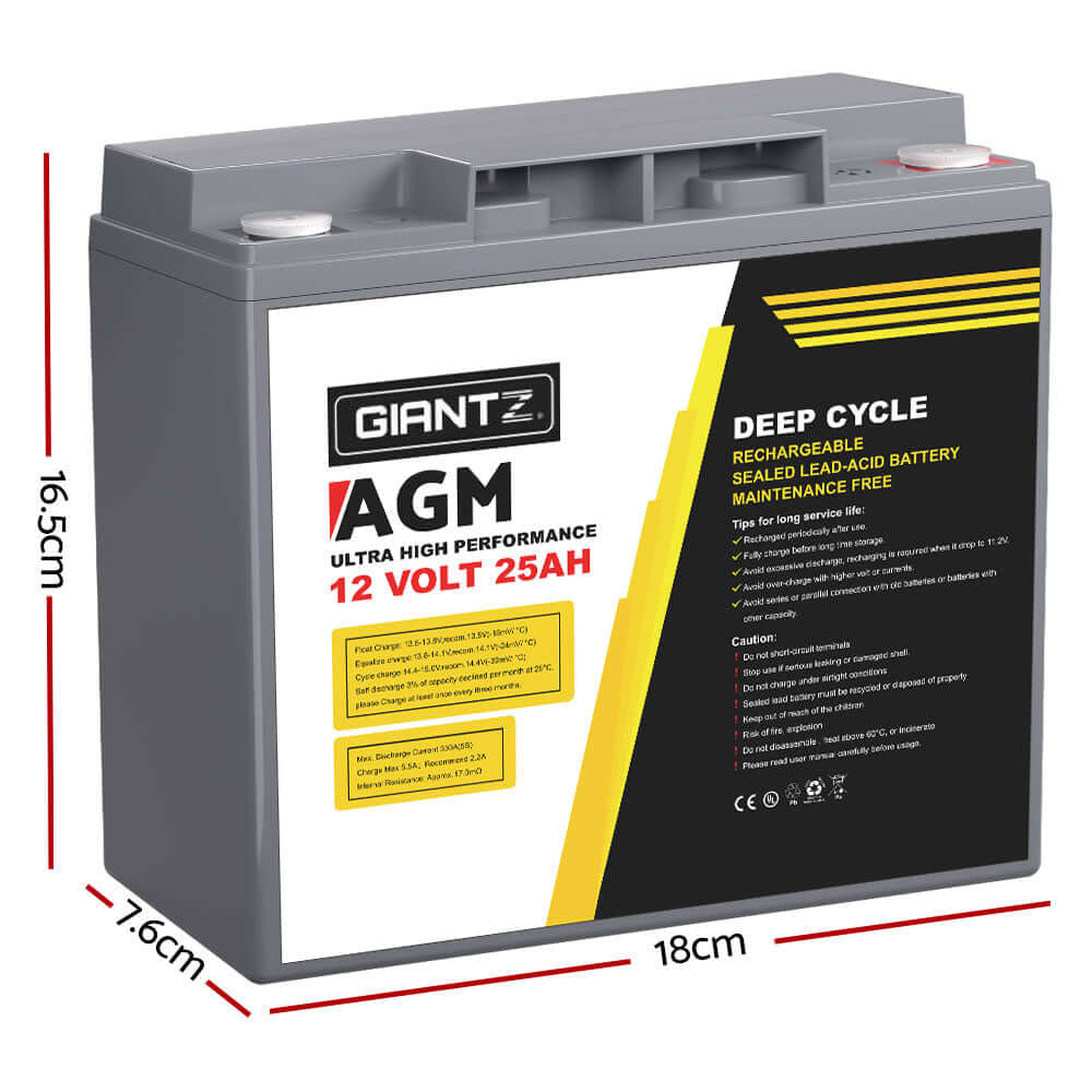 _label_, DSZ Product, feed-cond-new, feed-sl-free shipping, free-shipping, newGiantz Agm Deep Cycle Battery 12V 25Ah Box Portable Solar Caravan Camping - Premium Outdoor Recreation > Camping > Batteries & Generators from Giantz ! Shop Online Buy Now at S & D's Value Store Family Business Best Customer Service_label_, DSZ Product, feed-cond-new, feed-sl-free shipping, free-shipping, new