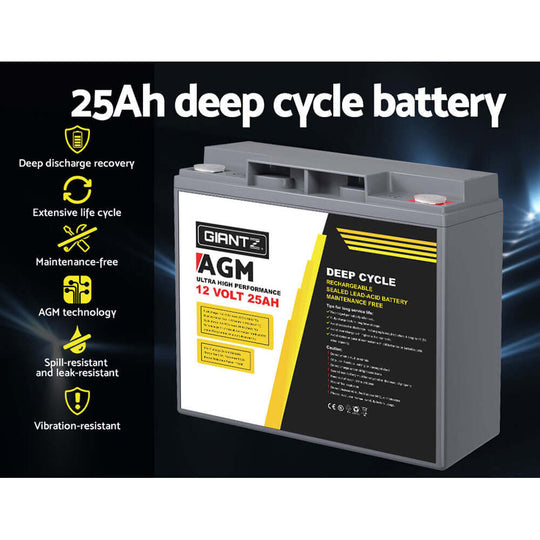 _label_, DSZ Product, feed-cond-new, feed-sl-free shipping, free-shipping, newGiantz Agm Deep Cycle Battery 12V 25Ah Box Portable Solar Caravan Camping - Premium Outdoor Recreation > Camping > Batteries & Generators from Giantz ! Shop Online Buy Now at S & D's Value Store Family Business Best Customer Service_label_, DSZ Product, feed-cond-new, feed-sl-free shipping, free-shipping, new