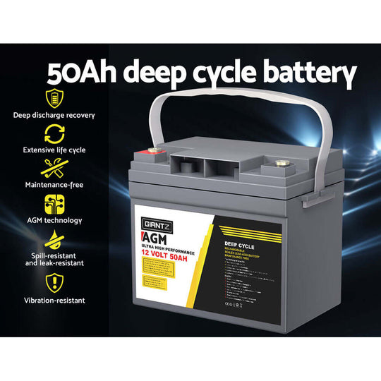 _label_, DSZ Product, feed-cond-new, feed-sl-free shipping, free-shipping, newGiantz Agm Deep Cycle Battery 12V 50Ah Box Portable Solar Caravan Camping - Premium Outdoor Recreation > Camping > Batteries & Generators from Giantz ! Shop Online Buy Now at S & D's Value Store Family Business Best Customer Service_label_, DSZ Product, feed-cond-new, feed-sl-free shipping, free-shipping, new