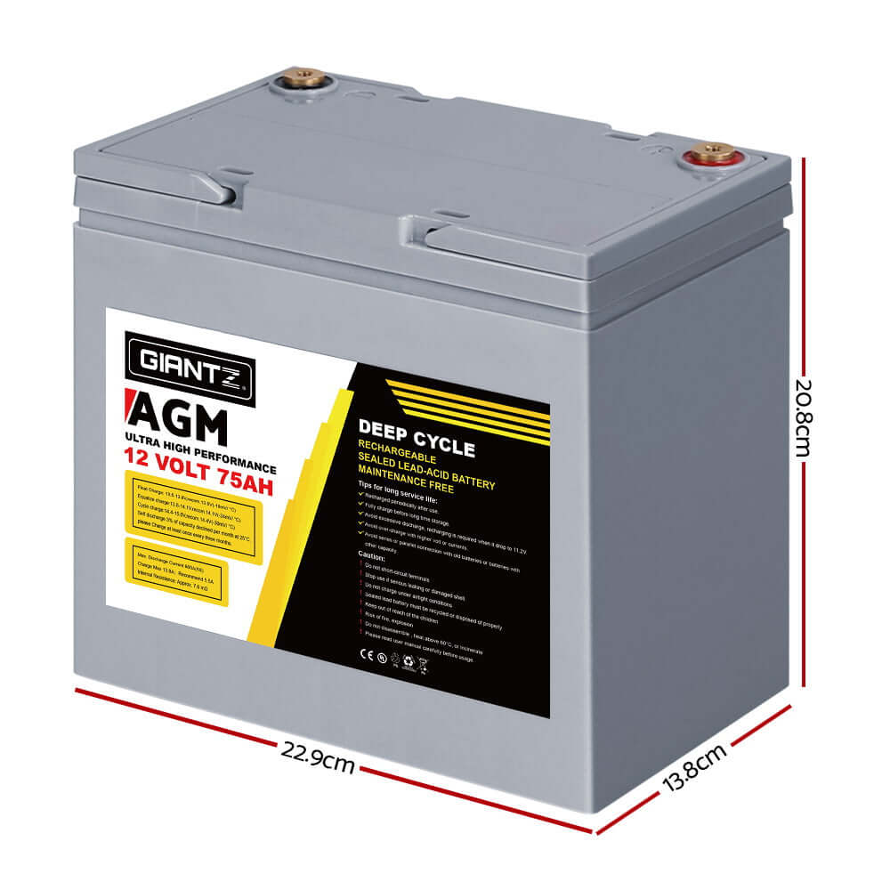 DSZ Product, feed-cond-new, feed-sl-DSZ Freight Payable, newGiantz Agm Deep Cycle Battery 12V 75Ah Box Portable Solar Caravan Camping - Premium Outdoor Recreation > Camping > Batteries & Generators from Giantz ! Shop Online Buy Now at S & D's Value Store Family Business Best Customer ServiceDSZ Product, feed-cond-new, feed-sl-DSZ Freight Payable, new