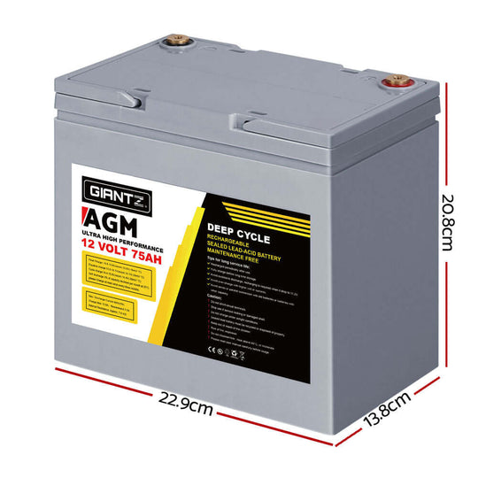 DSZ Product, feed-cond-new, feed-sl-DSZ Freight Payable, newGiantz Agm Deep Cycle Battery 12V 75Ah X2 Box Portable Solar Caravan Camping - Premium Outdoor Recreation > Camping > Batteries & Generators from Giantz ! Shop Online Buy Now at S & D's Value Store Family Business Best Customer ServiceDSZ Product, feed-cond-new, feed-sl-DSZ Freight Payable, new