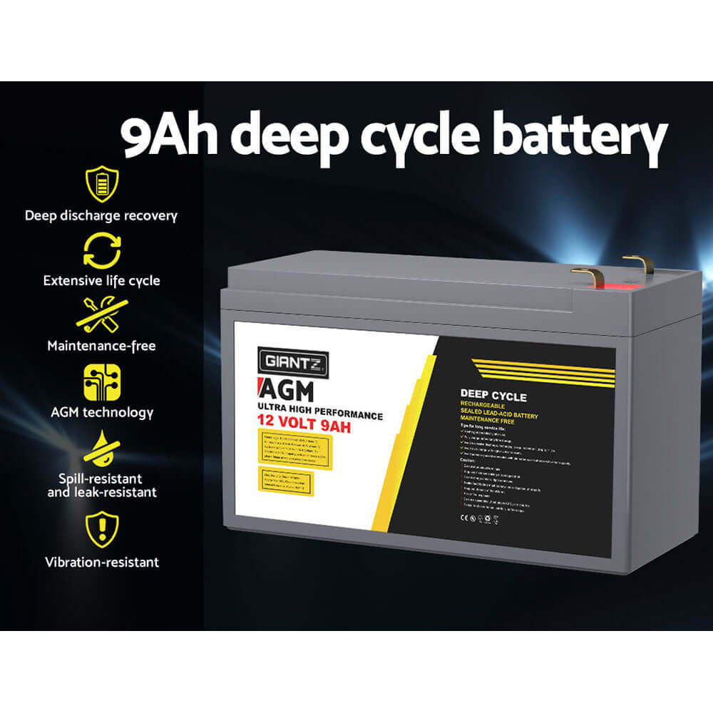 _label_, DSZ Product, feed-cond-new, feed-sl-free shipping, free-shipping, newGiantz Agm Deep Cycle Battery 12V 9Ah Box Portable Solar Caravan Camping - Premium Outdoor Recreation > Camping > Batteries & Generators from Giantz ! Shop Online Buy Now at S & D's Value Store Family Business Best Customer Service_label_, DSZ Product, feed-cond-new, feed-sl-free shipping, free-shipping, new