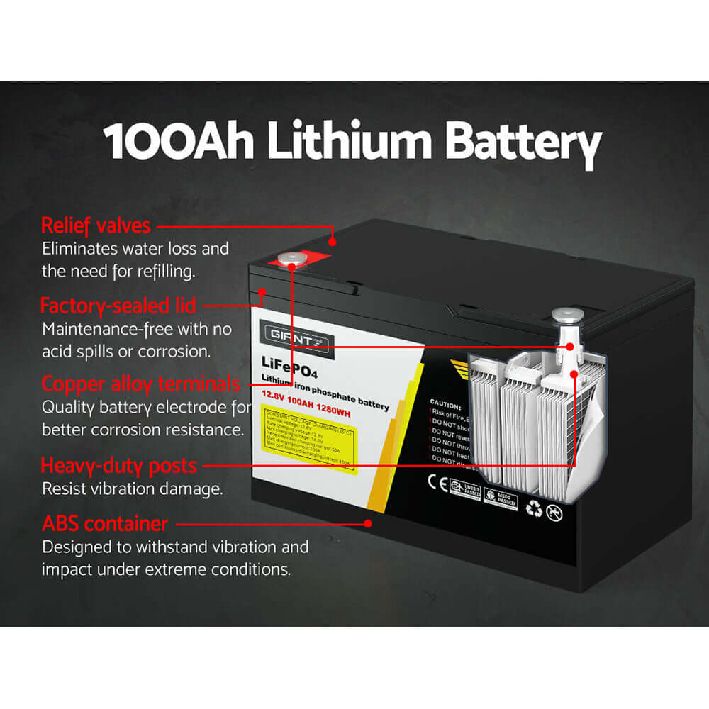 _label_, DSZ Product, feed-cond-new, feed-sl-free shipping, free-shipping, newGiantz 12V 100Ah Lithium Battery Lifepo4 Deep Cycle Box Solar Caravan Camping - Premium Outdoor Recreation > Camping > Batteries & Generators from Giantz ! Shop Online Buy Now at S & D's Value Store Family Business Best Customer Service_label_, DSZ Product, feed-cond-new, feed-sl-free shipping, free-shipping, new